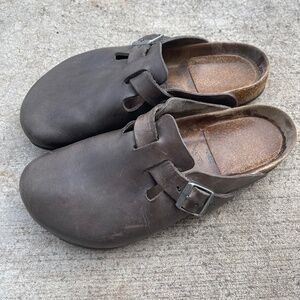 Birkenstock Boston Clogs Leather Grey/Brown- oiled size 45 or 12